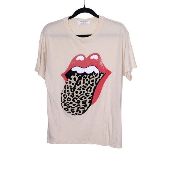 DAYDREAMER Stones Flocked Leopard Tongue Tee Wood Ash Short Sleeve Women's S - Picture 1 of 13